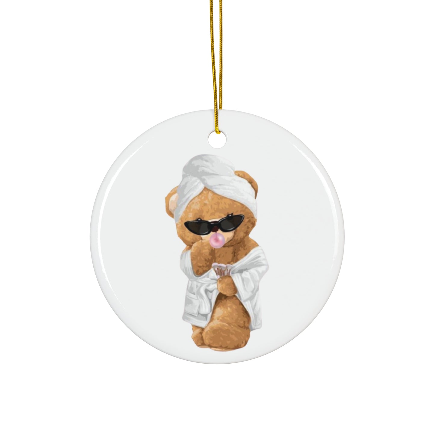 Bathtub Bear Ceramic Ornament